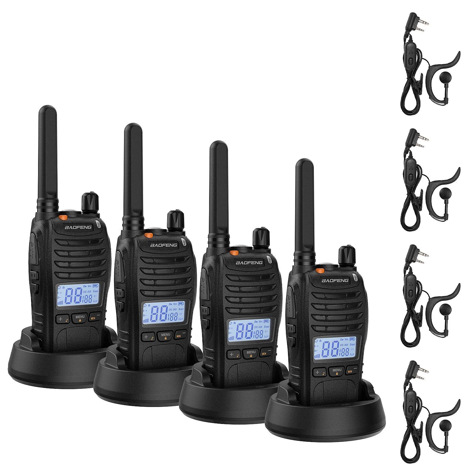 Baofeng E-88 Ekranlı PMR El telsizi 4'lü Set (kulaklıklı)