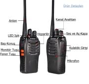 Baofeng BF-88E PMR Telsiz Seti (2’li) – Kulaklık Hediyeli | Lisans Gerektirmez