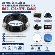 RG213 Hazır Uçlu Anten Kablosu | PL259 Konnektörlü Koaksiyel Kablo
