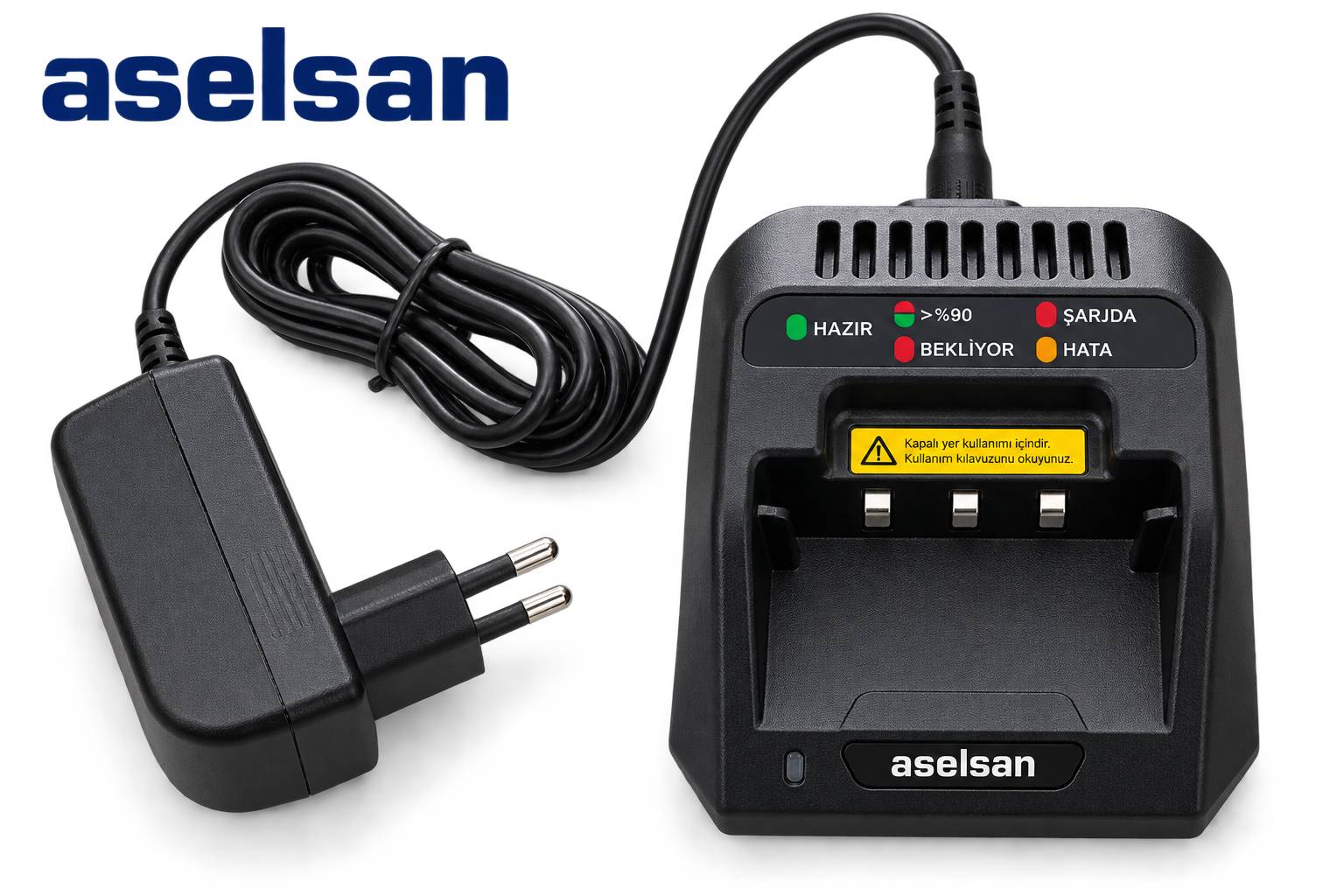 ASELSAN 3700 / 3715 / 3711 / ZAFER Serisi Şarj Yuvası + Adaptör