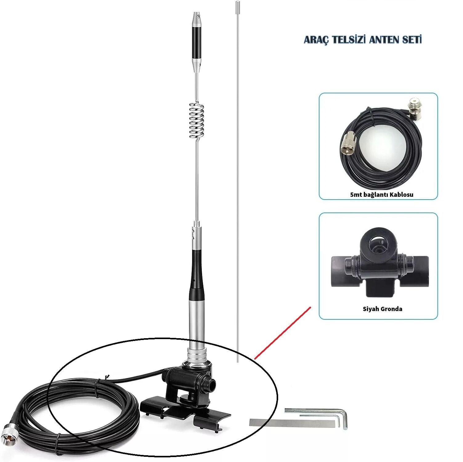 SG-7200 Araç Anten Seti (Gronda + 5Mt Kablo Dahil)