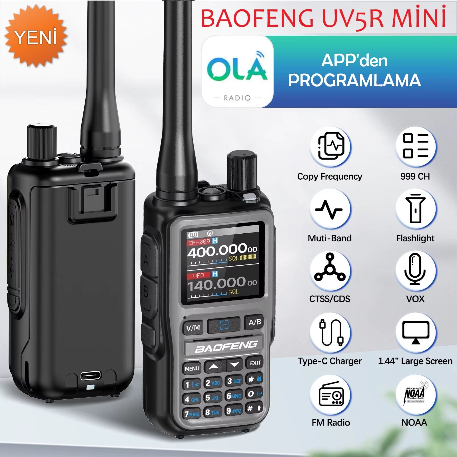 Baofeng UV5R Mini El telsizi (2'li)