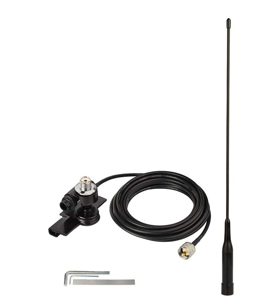 Dual Band VHF/UHF Esnek Antenli Ground'lı Araç Telsiz Anteni (Kablolu)