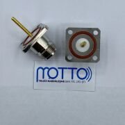 N Tip Dişi Panel Tip Flanşlı Konnektör – Contalı (4 Delik)