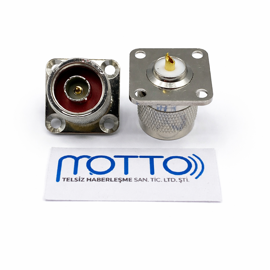 UHF Dişi (SO-239) Panel Tip Flanşlı Konnektör – 4 Delik