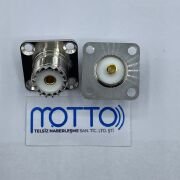 UHF SO239 Kare Flanş Şase Dişi Konnektör – 4 Delikli Panel Tip