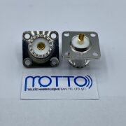 UHF SO239 Kare Flanş Şase Dişi Konnektör – 4 Delikli Panel Tip