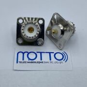 UHF SO239 Kare Flanş Şase Dişi Konnektör – 4 Delikli Panel Tip