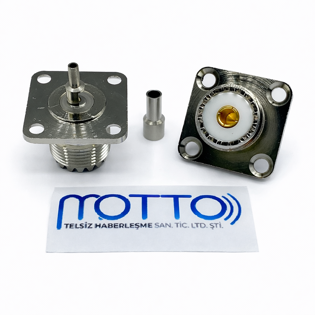 RG316 Uyumlu UHF SO239 Dişi 4 Delikli Panel Konnektör