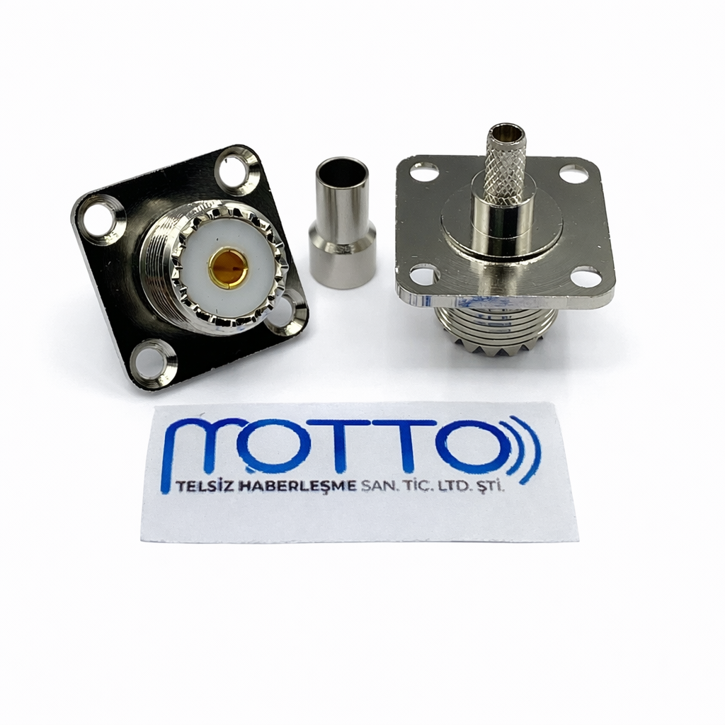 RG58 Uyumlu UHF SO239 Dişi 4 Delikli Panel Konnektör