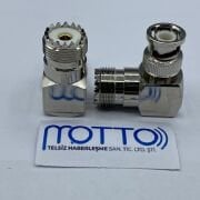 BNC Erkek SL16 – UHF Dişi Sağ Açılı 90° RF Konnektör