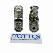 BNC Erkek SL16 – UHF Dişi Sağ Açılı 90° RF Konnektör