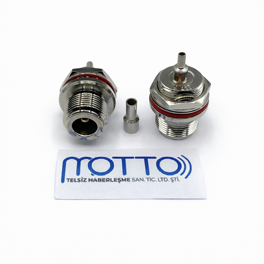 RG316 Uyumlu N Tipi Dişi Konnektör (Panel Tip – Sıkmalı)