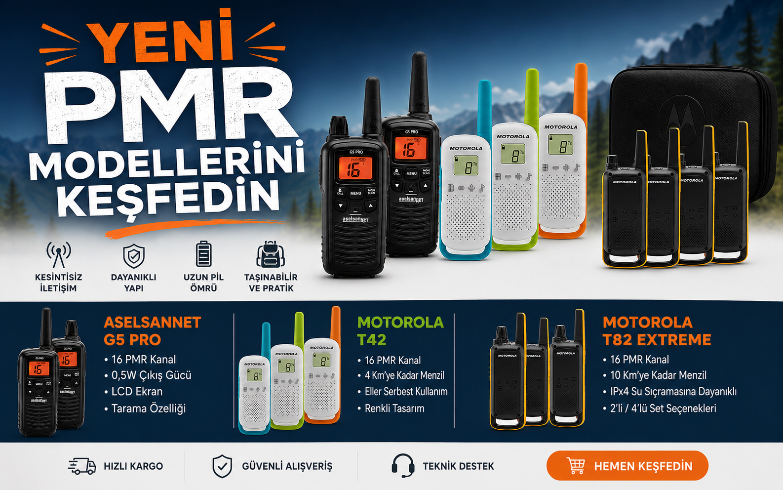 Yeni PMR telsizler stoklarımızda